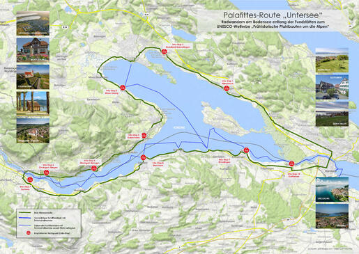 Faltplan zur Pfahlbau-Route um den Untersee