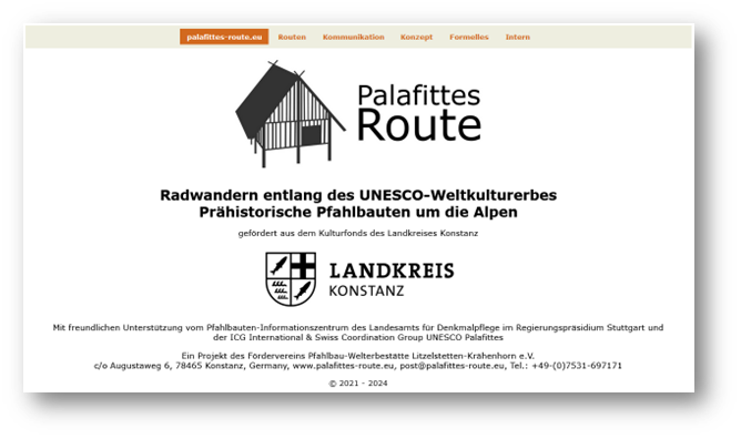 Startseite der Website www.palafittes-route.eu